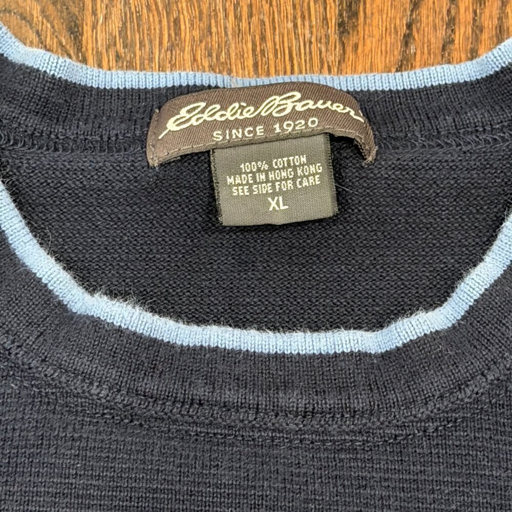 Eddie Bauer Vintage 90s Y2K Thick Crewneck Sweater Blue Men's XL - Picture 2 of 9